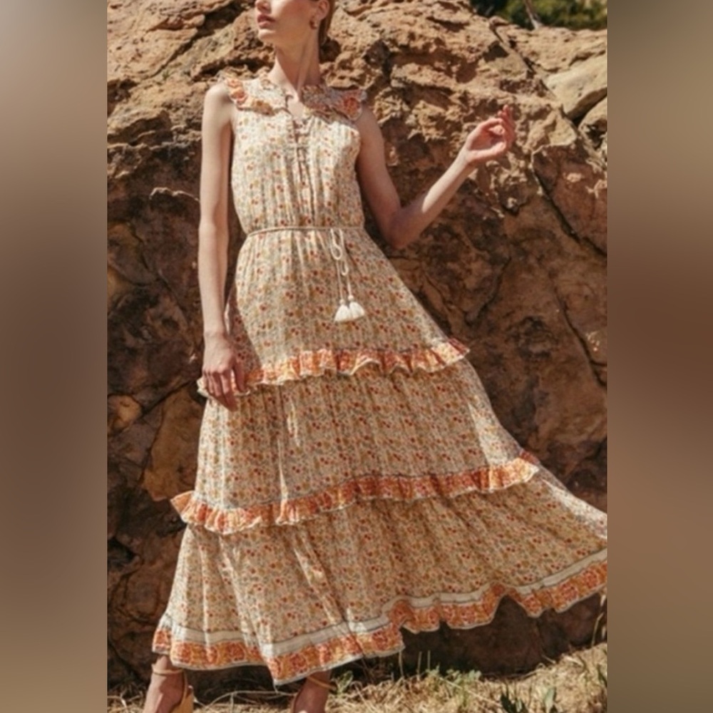 CLEOBELLA Kyra Boho Maxi dress with tiered ORGANIC handblocked cotton
